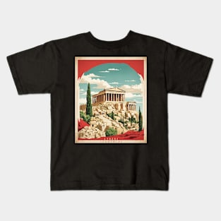 Acropolis Greece Tourism Vintage Poster Kids T-Shirt